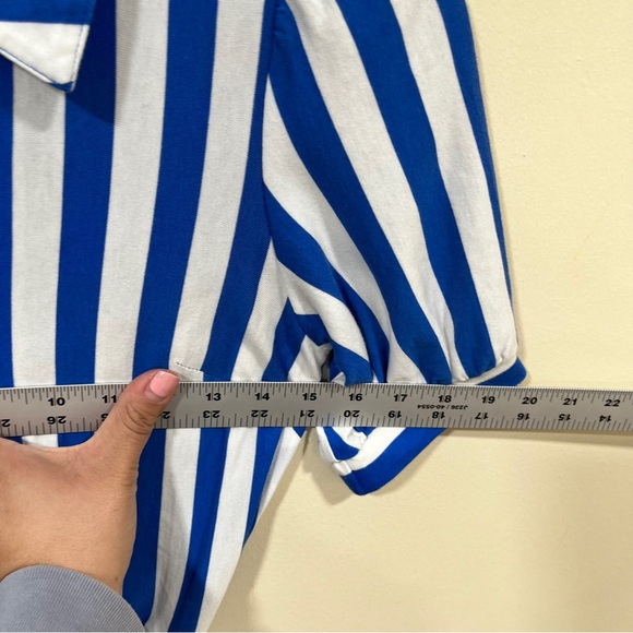 Boden Libby Jersey Midi Shirt Dress size 0 petite blue & white striped button - Picture 8 of 10